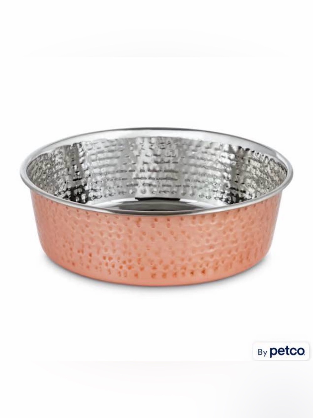 EveryYay Dining In Copper-Plated and Hammered Stainless-Steel Dog Bowl, 11 Cups